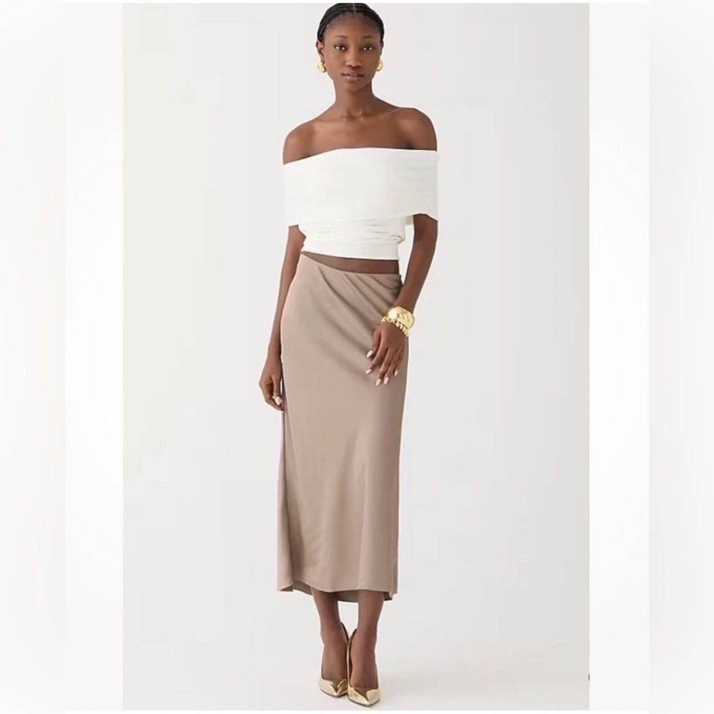 J. Crew Tan Midi Skirt